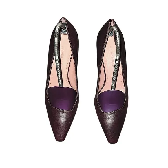Alexa Wagner Women’s Shoes Size 37.5 Career Wear Burgundy Leather Pumps
