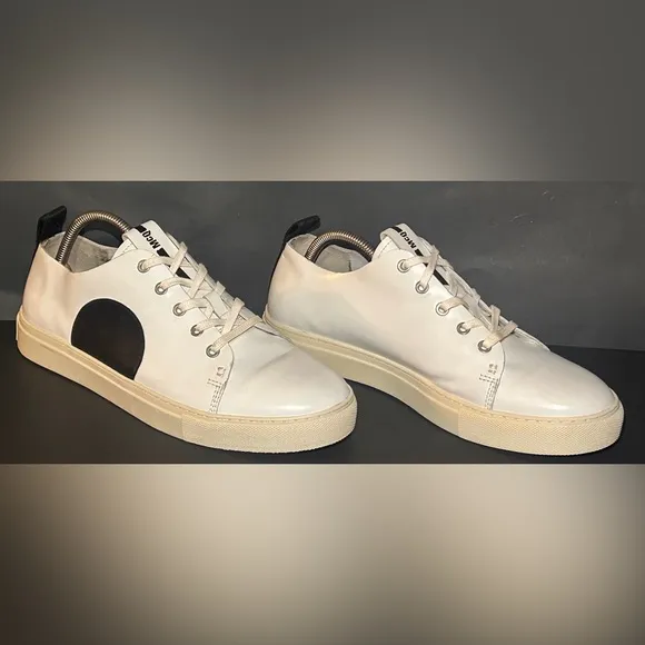 Alexander McQueen McQ &quot;Chris&quot; Dot White/Black Leather Low Top Shoes Men's US 11