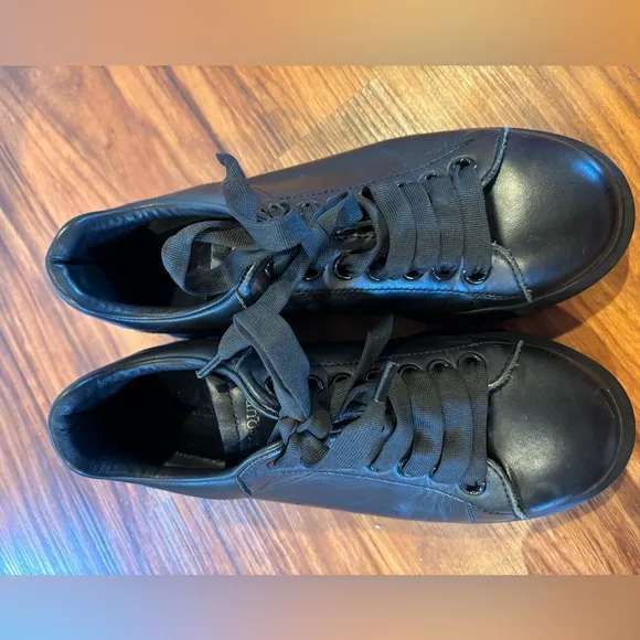 Alexander McQueen Oversized Leather Platform Sneakers Black 39