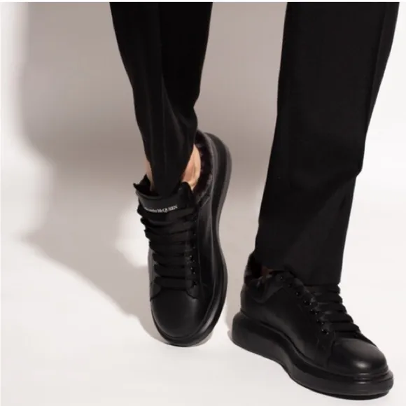Alexander McQueen Oversized Leather Platform Sneakers Black 39