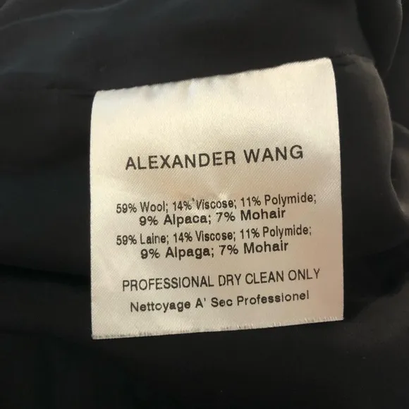 Alexander Wang Black Wool Tweed Snap Front Skirt - Size 8