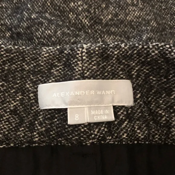 Alexander Wang Black Wool Tweed Snap Front Skirt - Size 8