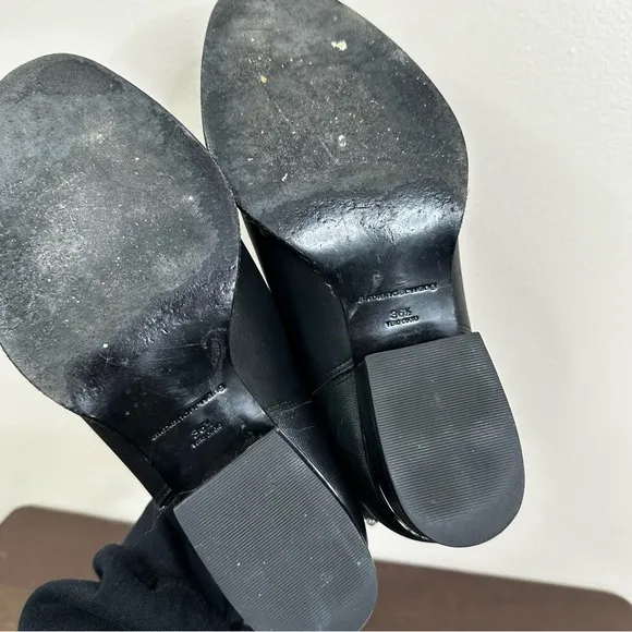 Alexander Wang Kori Cutout Studded Black Leather Ankle Boots Womens 36.5