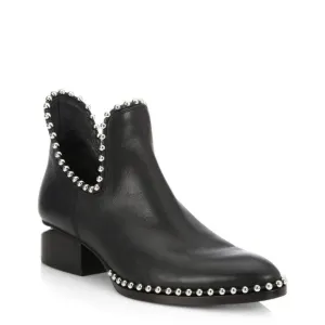 Alexander Wang Kori Cutout Studded Black Leather Ankle Boots Womens 36.5