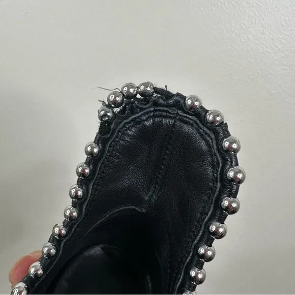 Alexander Wang Kori Cutout Studded Black Leather Ankle Boots Womens 36.5