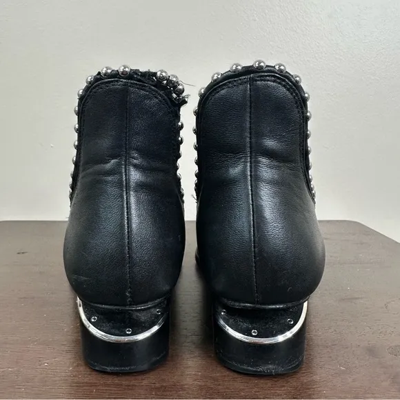 Alexander Wang Kori Cutout Studded Black Leather Ankle Boots Womens 36.5