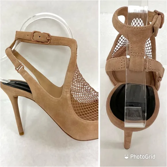 ALEXANDER WANG Piper Suede Fishnet Sandal Shoes  EU 38.5 / US 8.5  New in Box