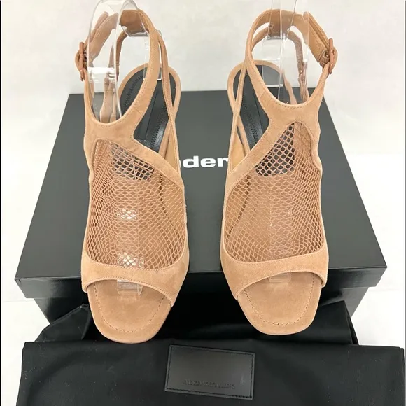 ALEXANDER WANG Piper Suede Fishnet Sandal Shoes  EU 38.5 / US 8.5  New in Box