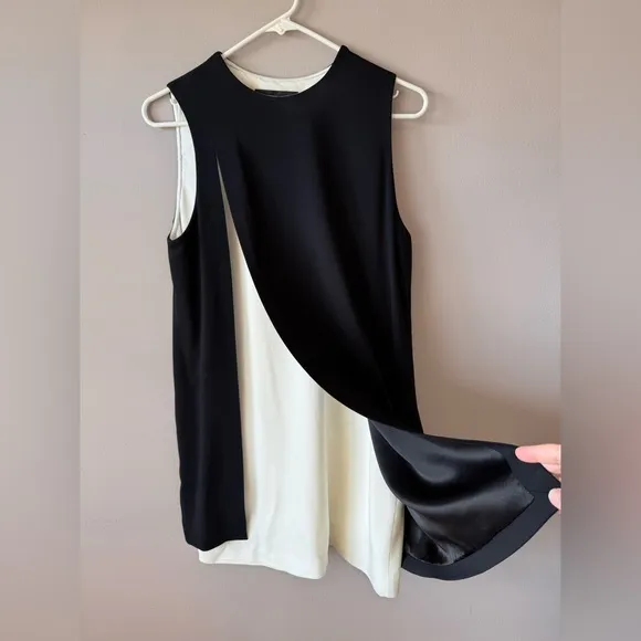 Alexander Wang Women’s Black and White Layered Crepe Dress Size 2‎