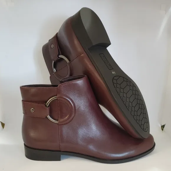 Alfani Avvia Leather Closed Toe Ankle Fashion Boots 8.5 Dark Brown