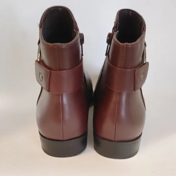 Alfani Avvia Leather Closed Toe Ankle Fashion Boots 8.5 Dark Brown