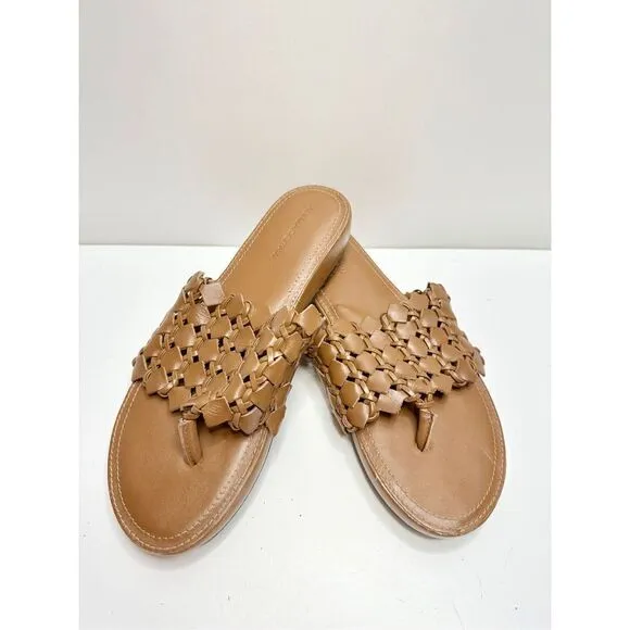 ALI MACGRAW Sandals Womens Size 8 Leather Wren Woven Slip On Shoes