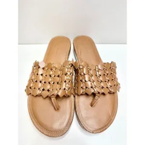 ALI MACGRAW Sandals Womens Size 8 Leather Wren Woven Slip On Shoes