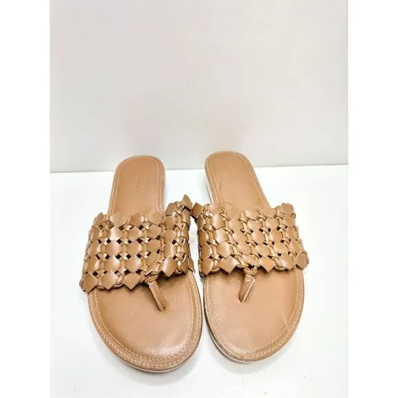 ALI MACGRAW Sandals Womens Size 8 Leather Wren Woven Slip On Shoes