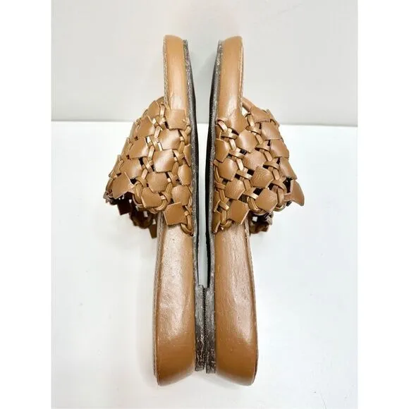 ALI MACGRAW Sandals Womens Size 8 Leather Wren Woven Slip On Shoes