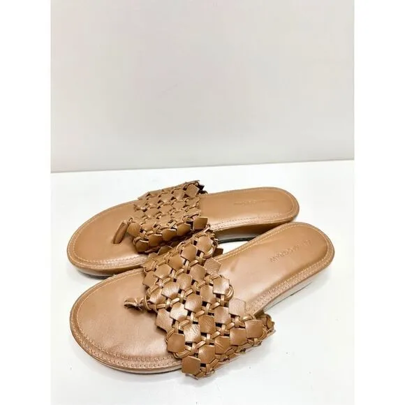ALI MACGRAW Sandals Womens Size 8 Leather Wren Woven Slip On Shoes