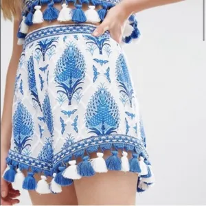 Alice McCall / Le freak blue patterned tassel shorts 6
