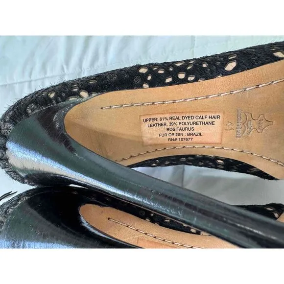 Alice Olivia Black Lace Calf Hair Stiletto Ankle Boots