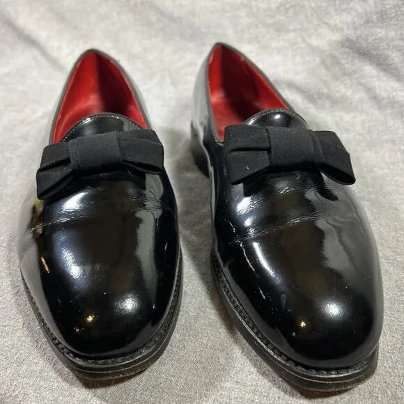 Allen Edmonds Men's Ritz Black Patent Leather Tuxedo Loafers Bow Slip On 8.5 3E