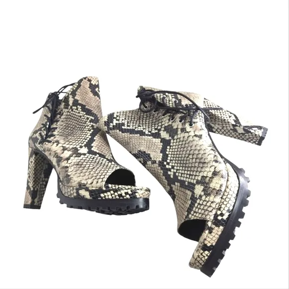 Allsaints 10cm Reptile Effect Leather MICHELA Ankle Bootie.. Size EU 39...US 8