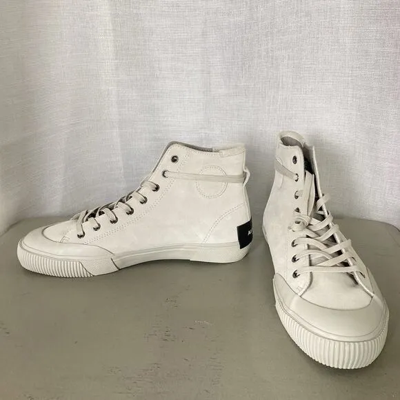 Allsaints Dumont Suede monochrome chalk white Sz EU 43 US 10 Hi Top Sneaker NWOB