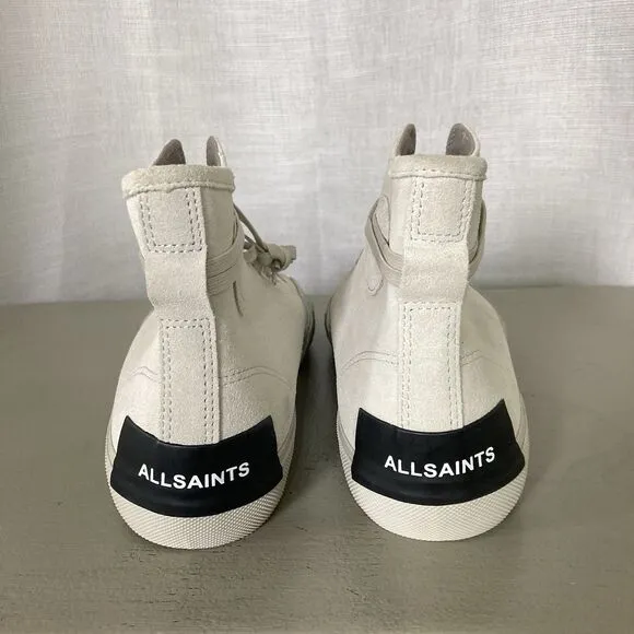 Allsaints Dumont Suede monochrome chalk white Sz EU 43 US 10 Hi Top Sneaker NWOB
