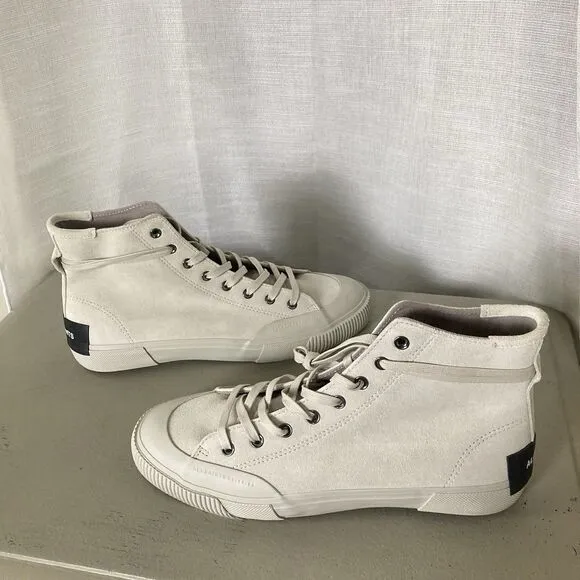 Allsaints Dumont Suede monochrome chalk white Sz EU 43 US 10 Hi Top Sneaker NWOB