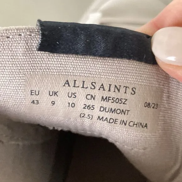 Allsaints Dumont Suede monochrome chalk white Sz EU 43 US 10 Hi Top Sneaker NWOB