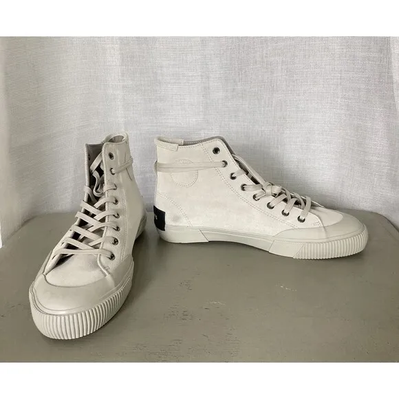 Allsaints Dumont Suede monochrome chalk white Sz EU 43 US 10 Hi Top Sneaker NWOB