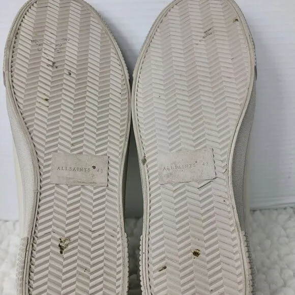 AllSaints “Base Low Top” Mens Sneaker Size 10 Beige Leather Trainer Shoes