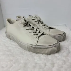 AllSaints “Base Low Top” Mens Sneaker Size 10 Beige Leather Trainer Shoes