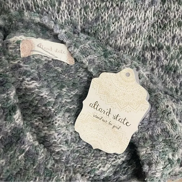 ALTAR’D State Boho Sweater Dress with Lace Hem Green and Cream Size M/L NWT