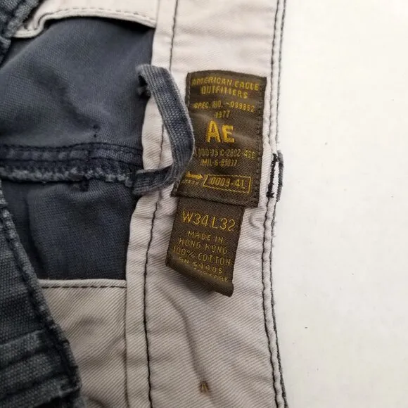 American Eagle Vintage Pants Mens Size 34 Slate Gray Cotton Streetwear Utility
