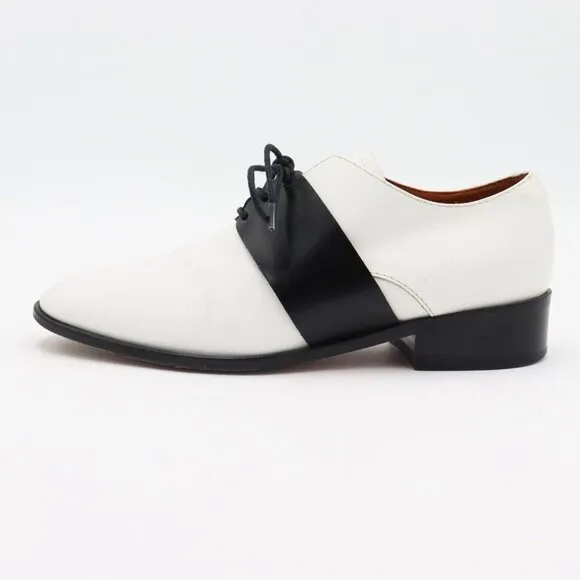 &amp; Other Stories Womens Sz 6.5‎ US White Black Leather Classic Heeled Derby Shoes