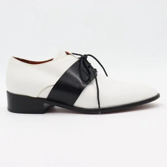 &amp; Other Stories Womens Sz 6.5‎ US White Black Leather Classic Heeled Derby Shoes