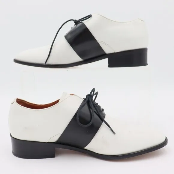 &amp; Other Stories Womens Sz 6.5‎ US White Black Leather Classic Heeled Derby Shoes