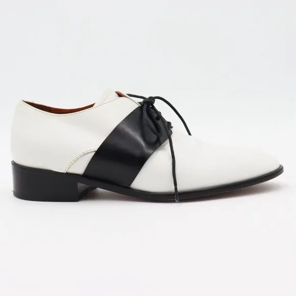 &amp; Other Stories Womens Sz 6.5‎ US White Black Leather Classic Heeled Derby Shoes