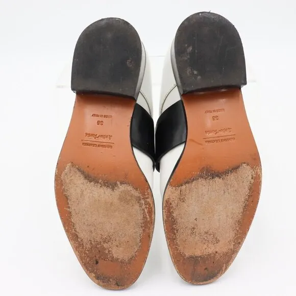 &amp; Other Stories Womens Sz 6.5‎ US White Black Leather Classic Heeled Derby Shoes