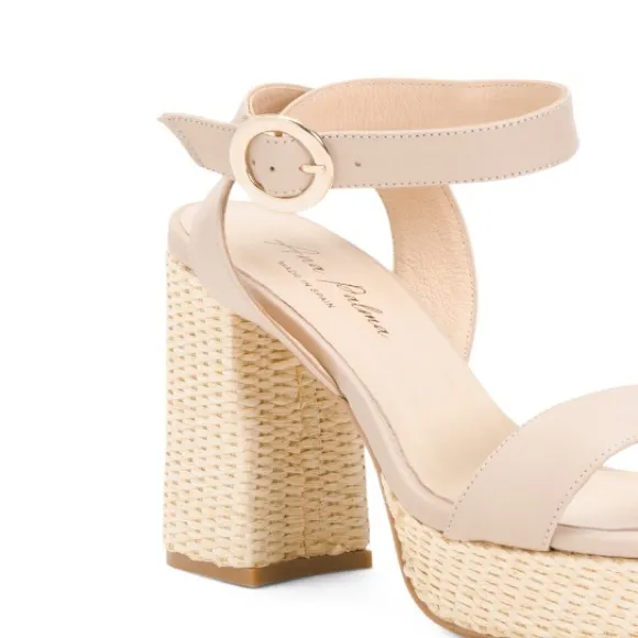 ANA PALMA Made in Spain Leather Woven Heel Sandals Ankle Strap Women EU Size 42