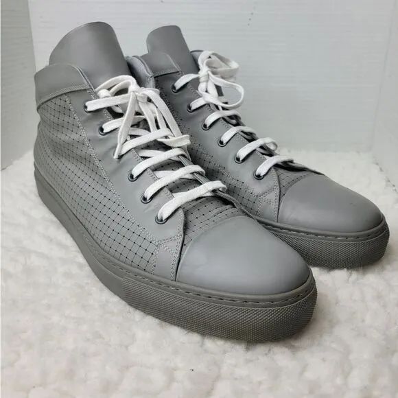 Angelo Burlinetto Men's High Top Sneaker Size 15 Perforated Gray Leather Shoes