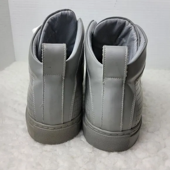 Angelo Burlinetto Men's High Top Sneaker Size 15 Perforated Gray Leather Shoes