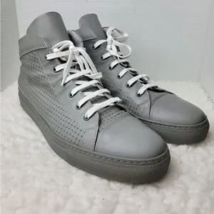 Angelo Burlinetto Men's High Top Sneaker Size 15 Perforated Gray Leather Shoes