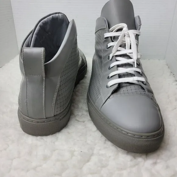 Angelo Burlinetto Men's High Top Sneaker Size 15 Perforated Gray Leather Shoes