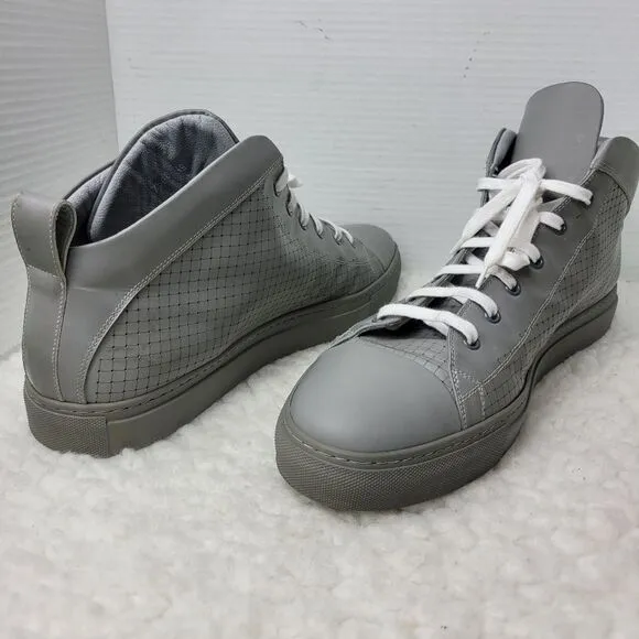 Angelo Burlinetto Men's High Top Sneaker Size 15 Perforated Gray Leather Shoes
