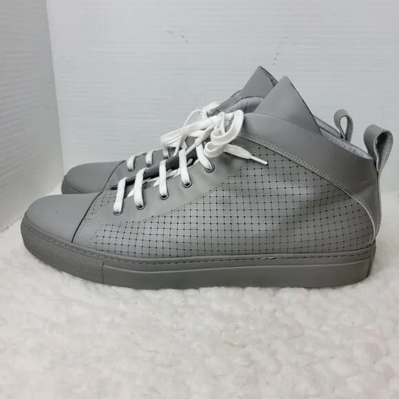 Angelo Burlinetto Men's High Top Sneaker Size 15 Perforated Gray Leather Shoes
