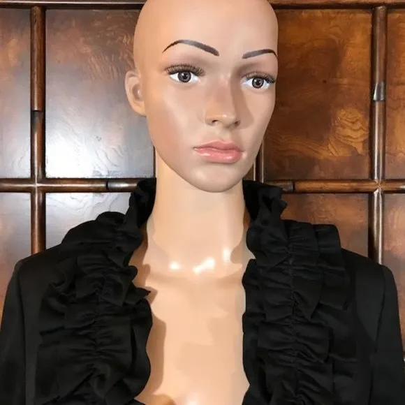 Anne Klein Le Louvre Obsidian Ruffle Lapel Jacket