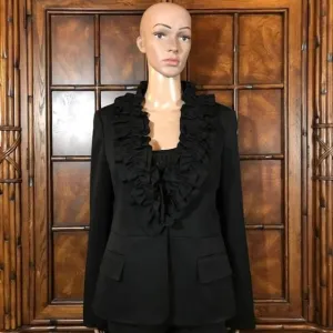 Anne Klein Le Louvre Obsidian Ruffle Lapel Jacket