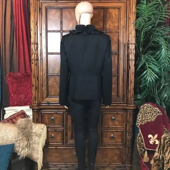 Anne Klein Le Louvre Obsidian Ruffle Lapel Jacket