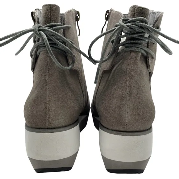 Antelope Womens Shoes Fran Wedge Boots 7 Gray Taupe Suede Leather Platform New