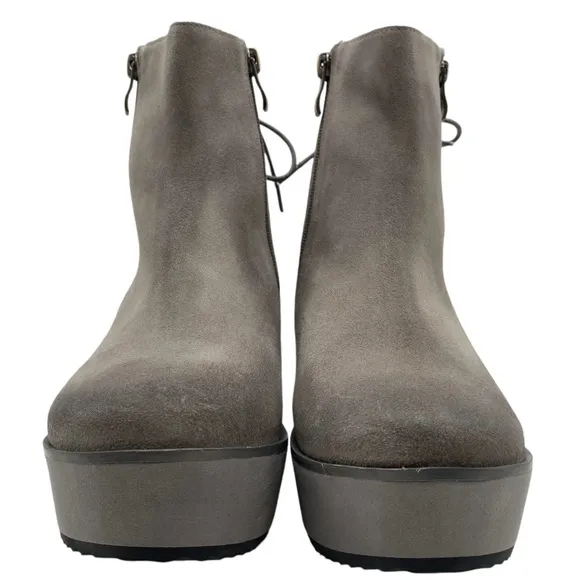 Antelope Womens Shoes Fran Wedge Boots 7 Gray Taupe Suede Leather Platform New
